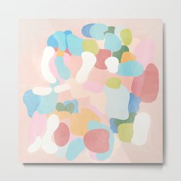 Calm pastel modern Art Metal Print | Graphicdesign, Lightblue, White, Pink, Abstract, Digital, Green, Soft, Watercolor, Typography 