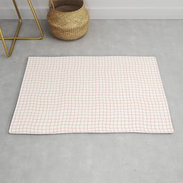 White and Pink Square Grid Pattern Area & Throw Rug