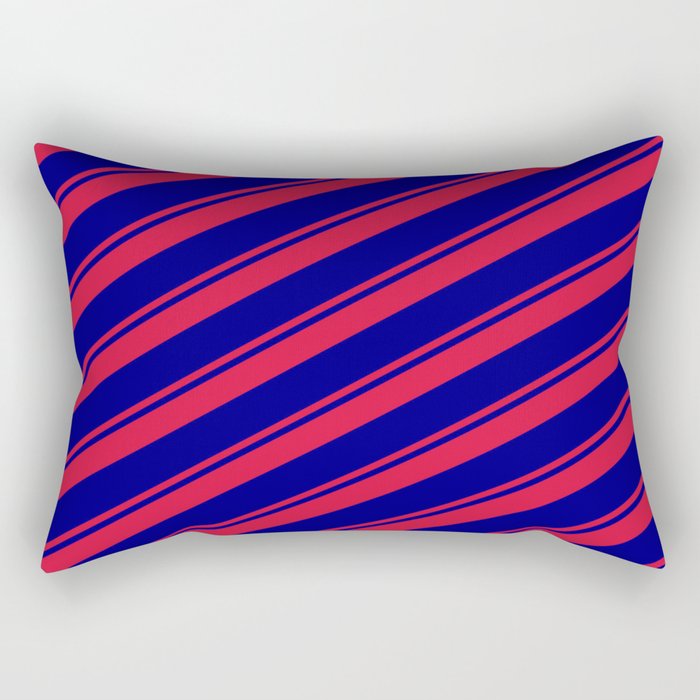 Crimson and Blue Colored Lines/Stripes Pattern Rectangular Pillow