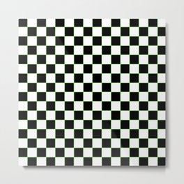 Checkered With Neon Green Metal Print