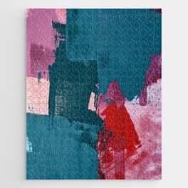 Joy [1]: a vibrant abstract design in purple, red, and teal by Alyssa Hamilton Art Jigsaw Puzzle
