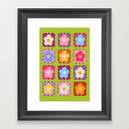 Flower pattern tiles Framed Art Print