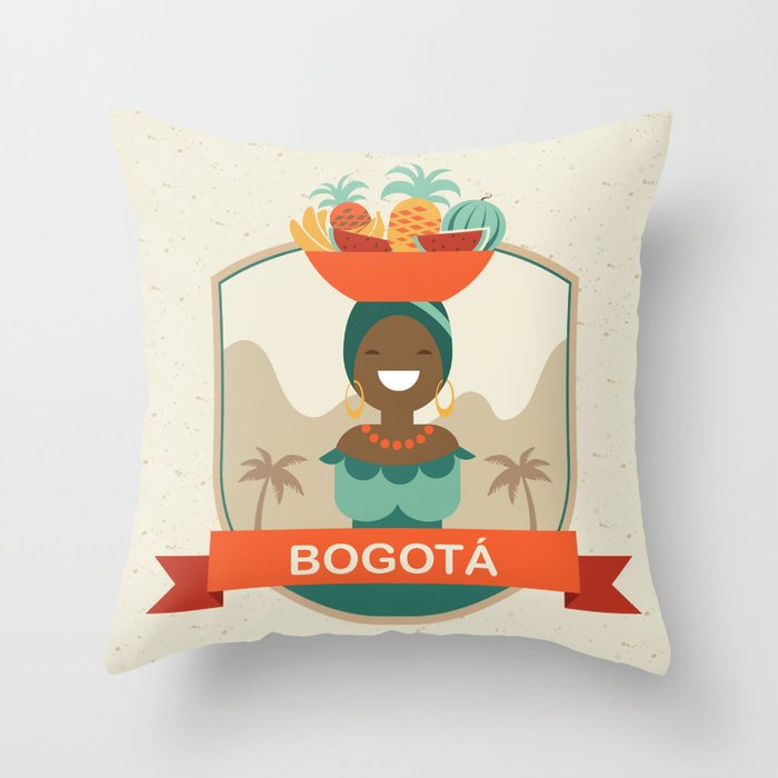 Bogota Retro Badge Throw Pillow