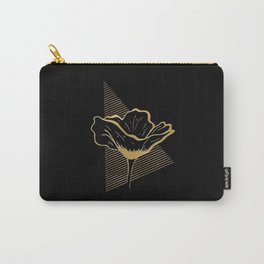 Black and Gold Poppy Flower over line triangle Carry-All Pouch