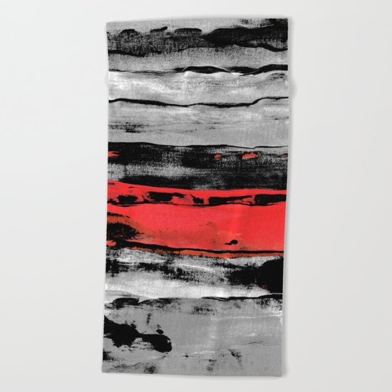 black & red Beach Towel