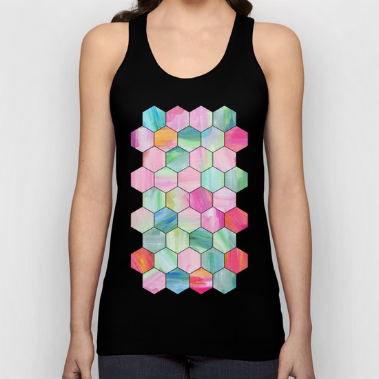 Pretty Pastel Hexagon Pattern in Oil Paint Unisex Tank Top