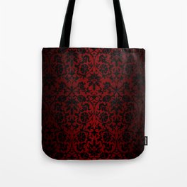 Dark Red and Black Damask Tote Bag