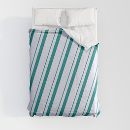 [ Thumbnail: Teal & Lavender Colored Lines/Stripes Pattern Comforter ]