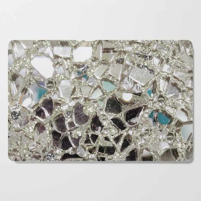 An Explosion of Sparkly Silver Glitter, Glass and Mirror Cutting Board