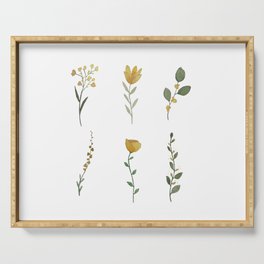flowers in watercolor Serving Tray