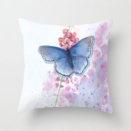 Butterfly blue Throw Pillow
