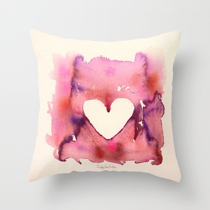 Watercolor Heart Throw Pillow