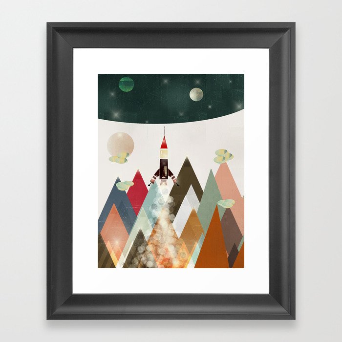 living on the moon Framed Art Print | Illustration, Landscape, Graphic-design, Space