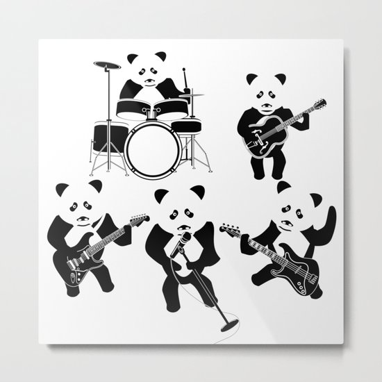 Panda Rock Band Metal Print