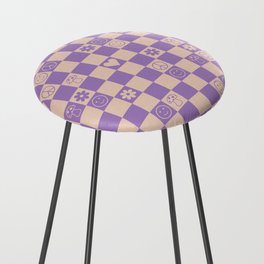 Happy Checkered pattern lilac Counter Stool