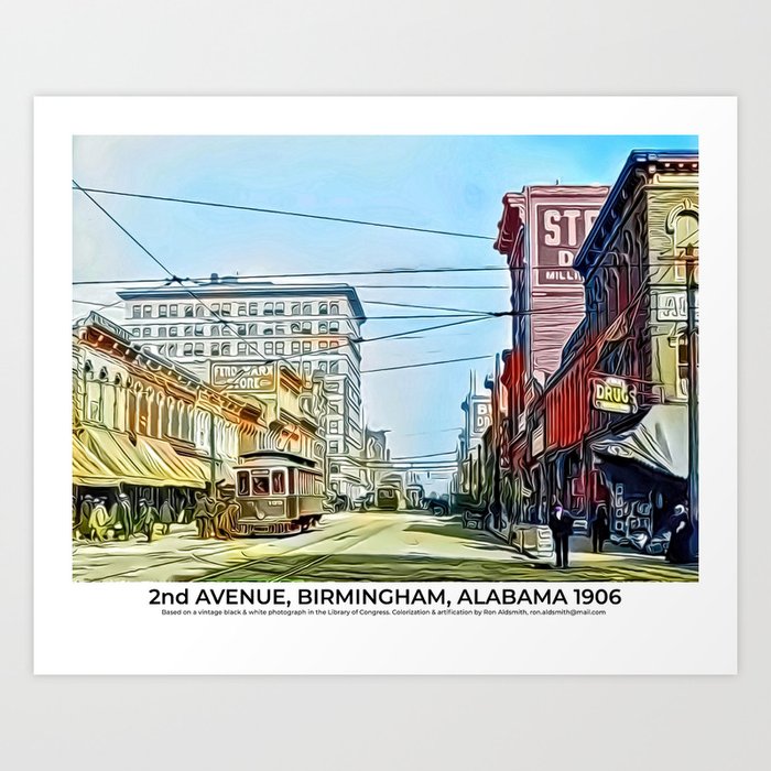 2nd Avenue, Birmingham, Alabama 1906 Art Print