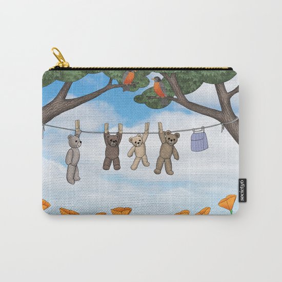 robins, poppies, & teddy bears on the line Carry-All Pouch
