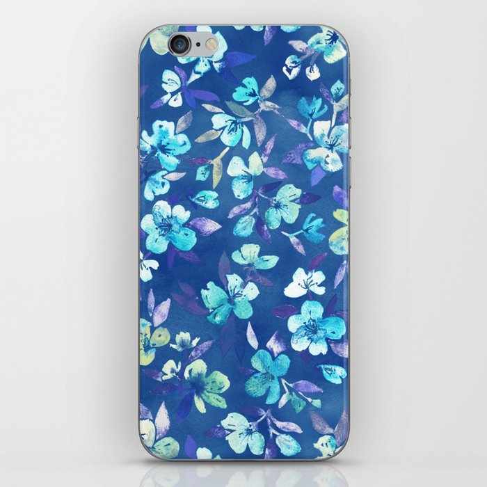 Grown Up Betty - blue watercolor floral iPhone Skin