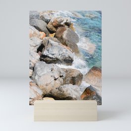Colorful Rocks At The Seashore By Agios Nikolaus, Crete, Greece Mini Art Print