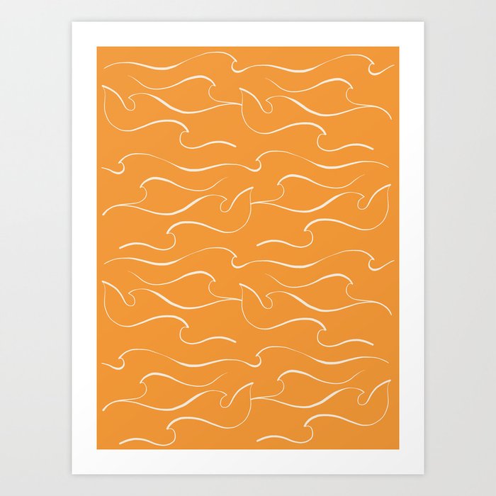 Matisse Bird Waves - Patterns 4 Orange Art Print