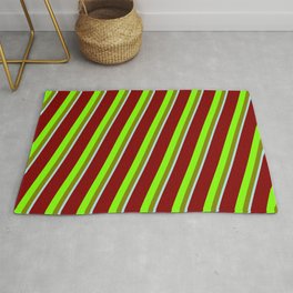 [ Thumbnail: Maroon, Chartreuse, Green & Powder Blue Colored Striped/Lined Pattern Rug ]