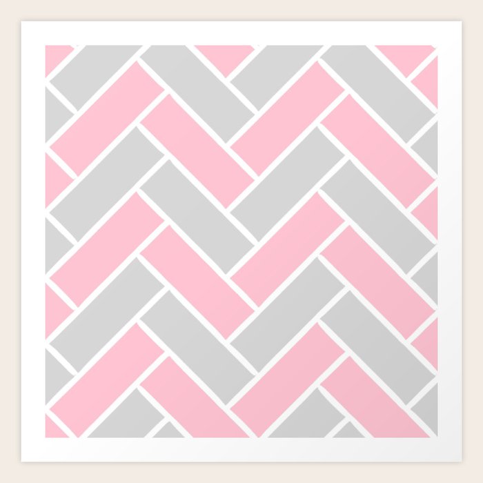 Pink And Grey Chevron Wall