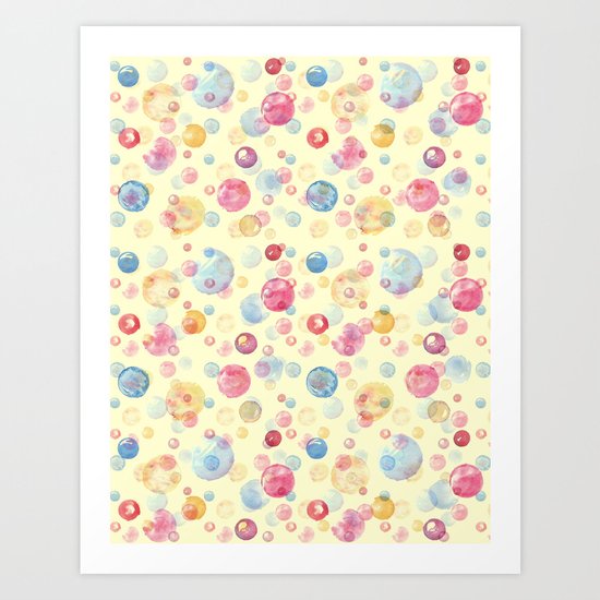 Colorful Watercolors Polka Dots Art Print