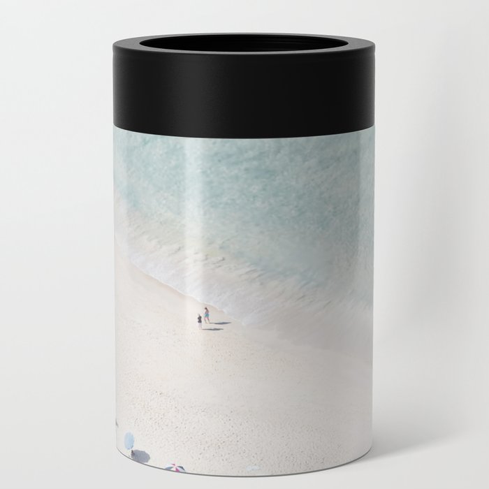 Summer Seaside Beach Print - Aerial Ocean Crowded Beach Sea photography by Ingrid Beddoes Can Cooler