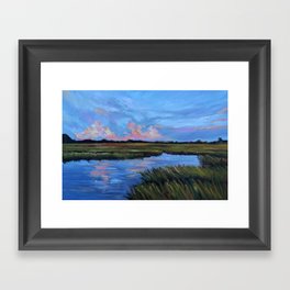 Oil painting by Katie Wall Art called Southern Sunset Over the Salt Marsh Framed Art Print
