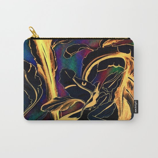 Blue Succulent Colorful Night, Black and Gold Rainbows Carry-All Pouch