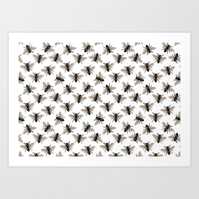 Honey Bee Pattern No. 3 | Bees | Bee Patterns | Save the Bees | Honey Bees |  Art Print