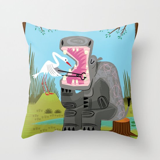 Hippopotamouth Throw Pillow
