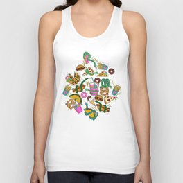 Food Court Finders Keepers Snakes in a Mall Fast Food Junk Food Pattern - Purple Unisex Tank Top