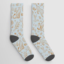 Cheetahs and Plants Boho Socks | Flower, Curated, Colored Pencil, Cheetah, Drawing, Sunleeart, Acrylic, Pattern, Naturepattern, Panther 