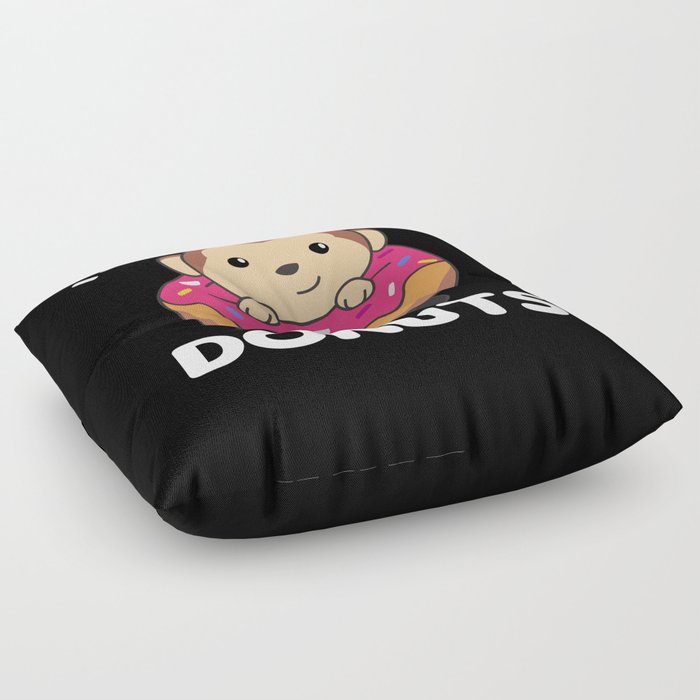 Sweet Monkey Funny Animals In Donut Pink Floor Pillow
