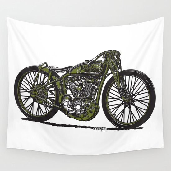 Harley Board Tracker Motorcycle Wall Tapestry