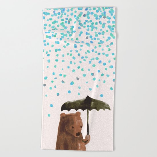 Rain rain go away Beach Towel