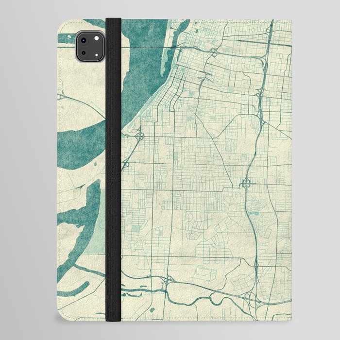 Memphis Map Blue Vintage iPad Folio Case