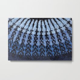 Icelandic sweater pattern - Shades of blue Metal Print