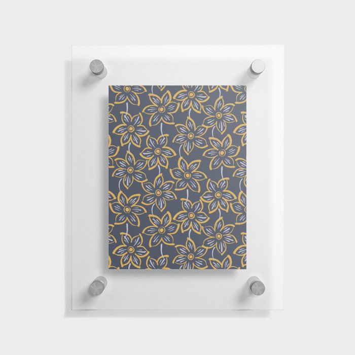 Field of Flowers | Blue Yellow | Pattern Floating Acrylic Print