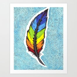 Rainbow Feather Chakras Art Print