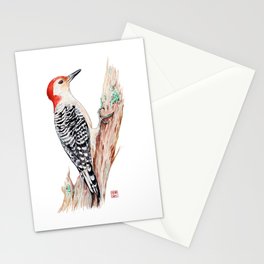 Red bellied woodpecker watercolor Stationery Cards