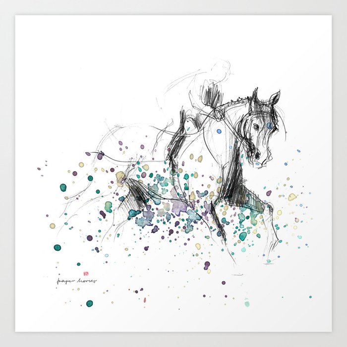 Horse (Rainy canter) Art Print