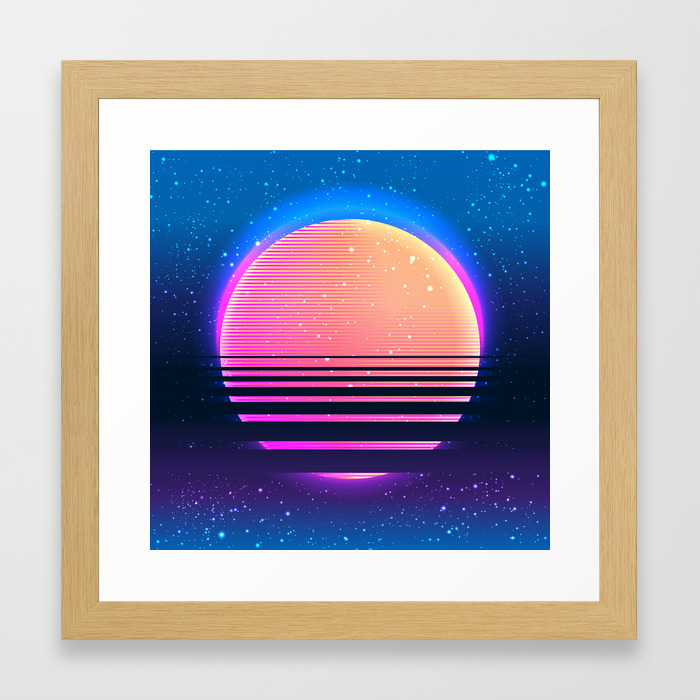 Retro Vintage 80s Or 90s Geometric Style Abstract Art Framed Art