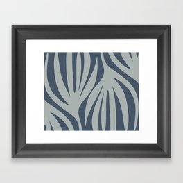 Maldives Leaves Abstract Minimalist Pattern in Neutral Blue Gray Framed Art Print