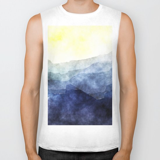 Sun behind the mountains - Modern abstract triangle pattern Biker Tank