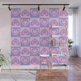 Pastel Hearts + Checker Wall Mural