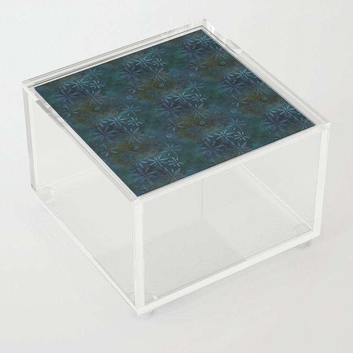 Dark Floral Batik Pattern Acrylic Box