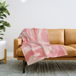 Blush Pink Modern Retro Liquid Swirl Abstract Pattern Square Throw Blanket