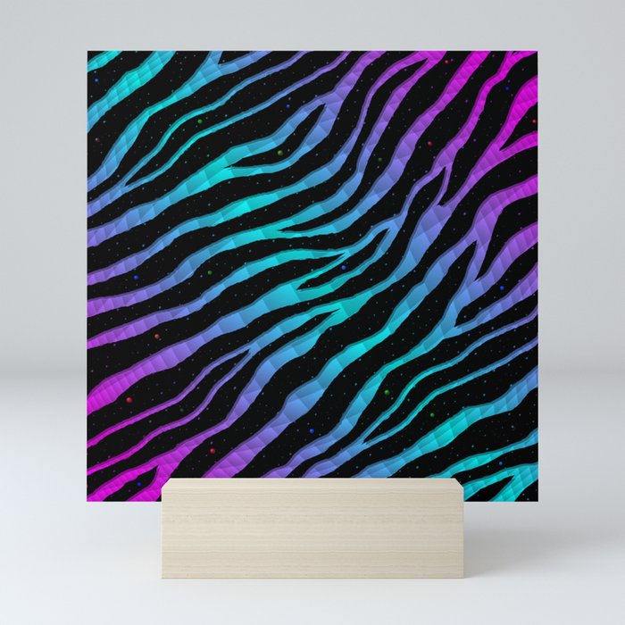 Ripped SpaceTime Stripes - Pink/Cyan Mini Art Print